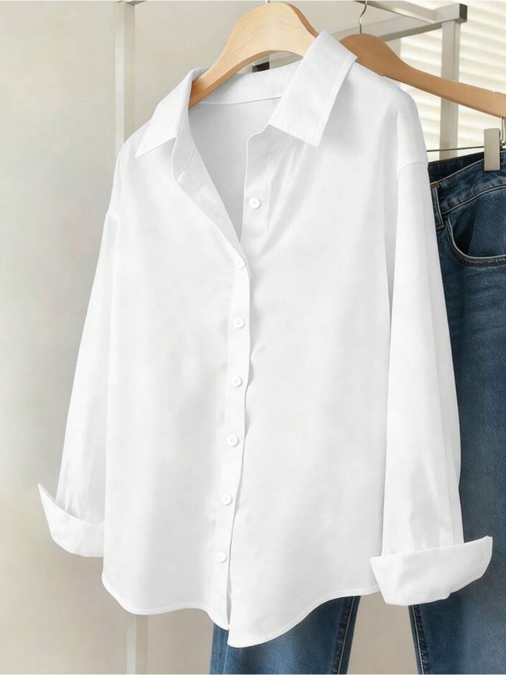 White Button-Up Shirt for Women